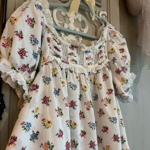 DOEN Francis Floral 💐 Bouquet Blouse with Lace Trim, Size XL